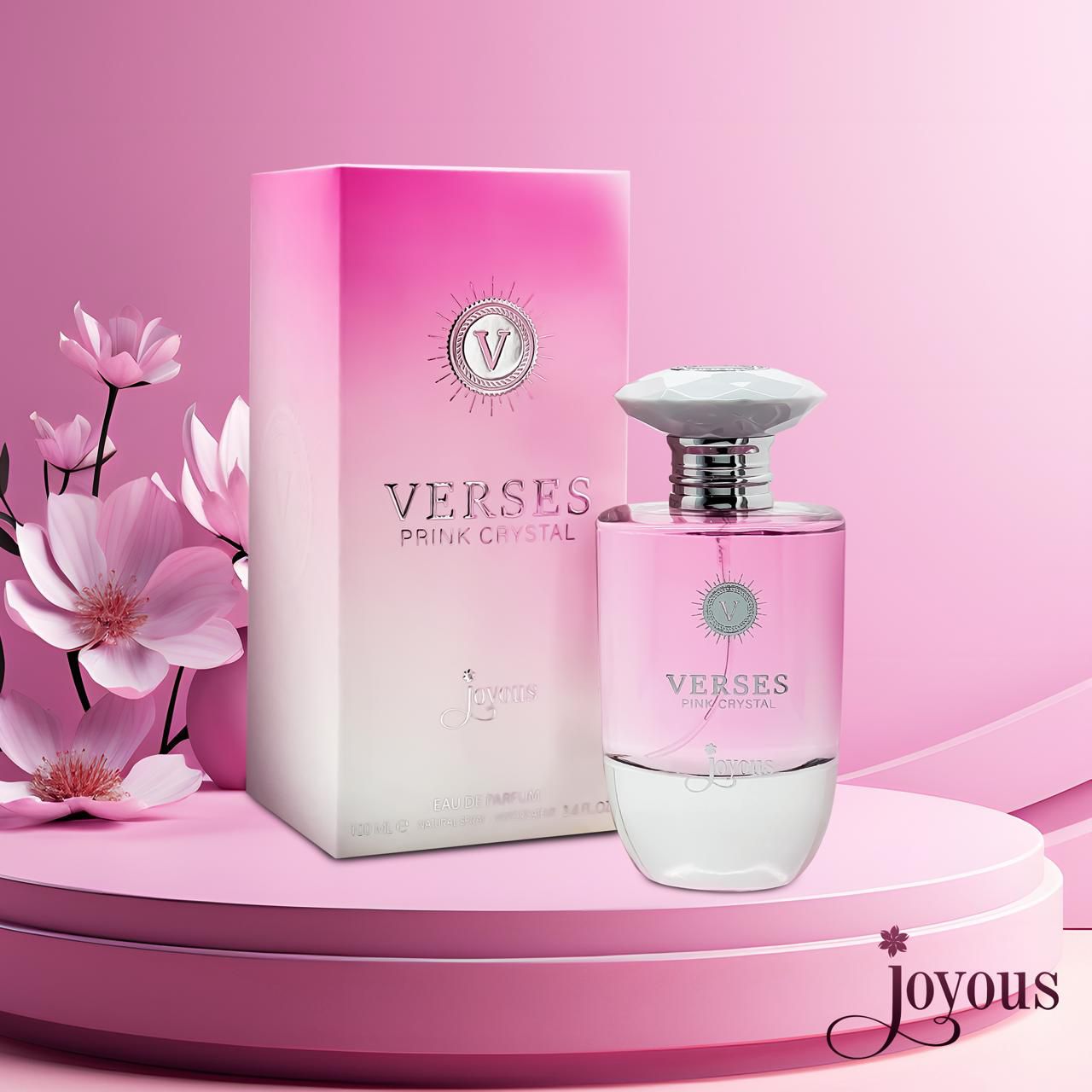 VERSES PINK CRYSTAL Eau de Parfum 100ml – Fresh Floral & Fruity Fragrance, 12-14 Hour Long-Lasting Scent